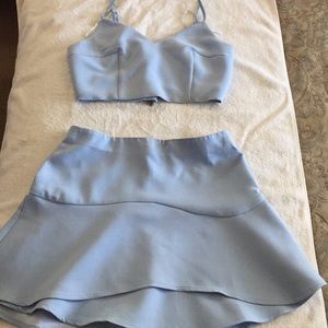 Baby blue Matching skirt and crop top